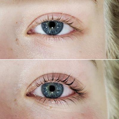 Before and After Lash Lift and Tint