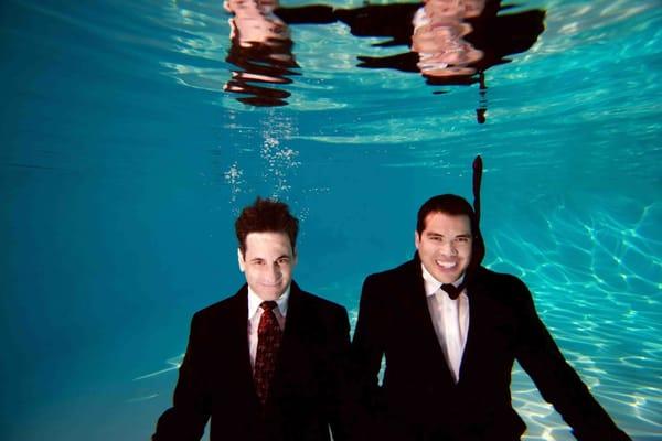 Marc Lamber and James Goodnow under water