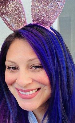 Bright beautiful purple hair!! Looks amazing.