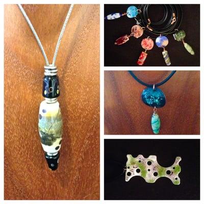 one of a kind glass beads and enamel jewelry