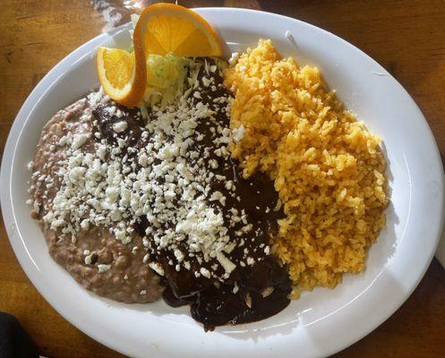 Delicious mole enchiladas