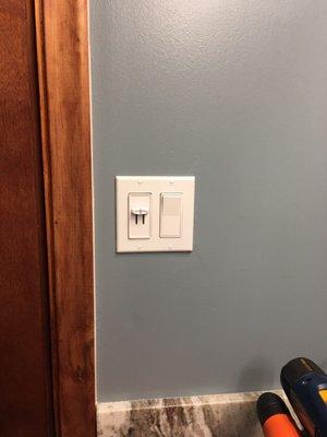 Light with dimmer switch, fan separate