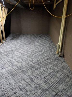 Basement carpet. Awesome herringbone pattern. Roger is an excellent installer.