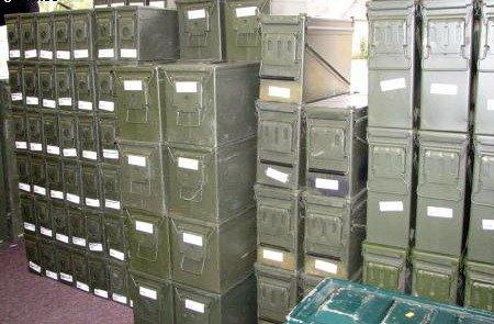 We stock a large selection of military ammunition cans, used but in excellent condition.