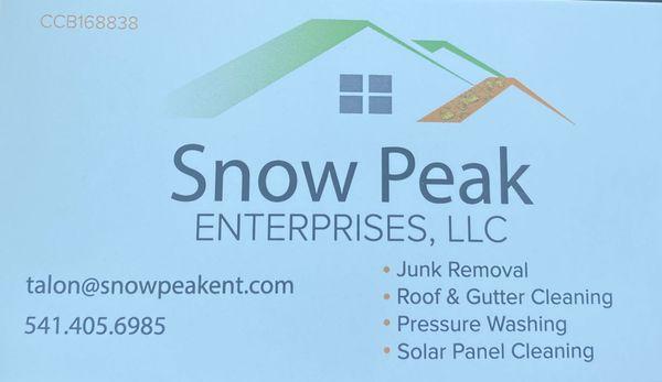 Snow Peak Enterprises offering junk removal and roofing services