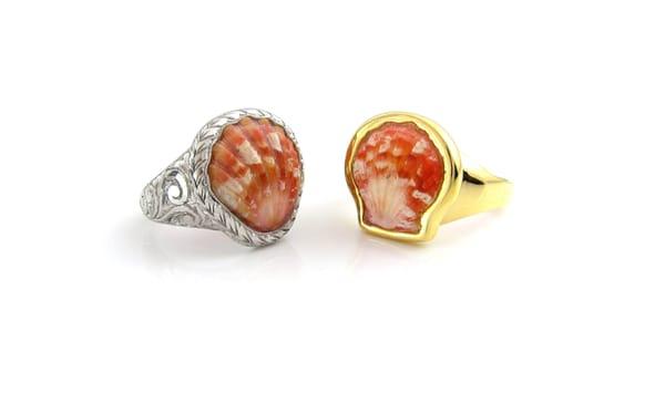 Hand made Hawaiian Jewelry - Sunrise shells set in silver or gold with optional hand engraving.