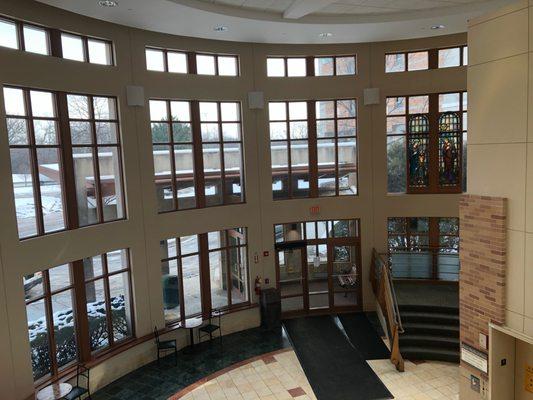 Airy atrium of the Amita Holy Family Medical Center.