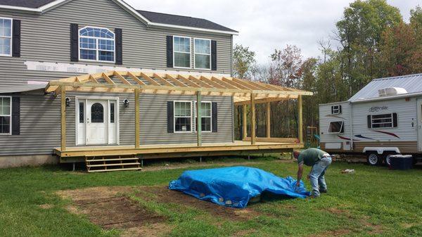 Built wrap-around porch.