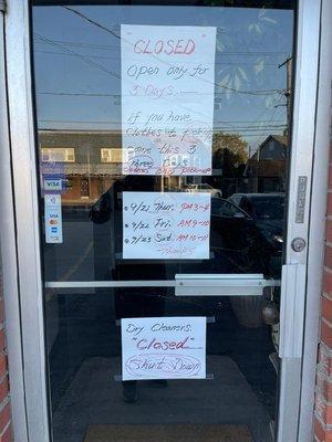 Hi Fashion Cleaners, Inc.
 New Hyde Park Road
 Franklin Square-shut down-3 days notice