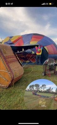 Setting up the hot air balloon