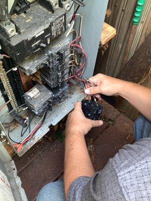 One of our technicians completing a breaker change!