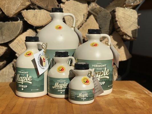 100% pure Vermont maple syrup available in all sizes!