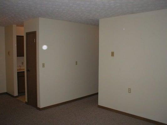 hallway to bedroom and bathroom and storage closet / one bedroom