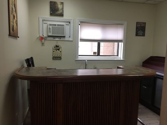 New bar area with sink and back bar shelving/refrigeration