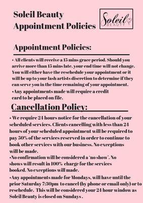 Appointment/Cancellation Policy