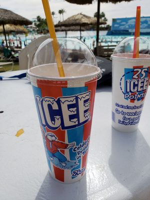 Large icee cups. 4$. And change.