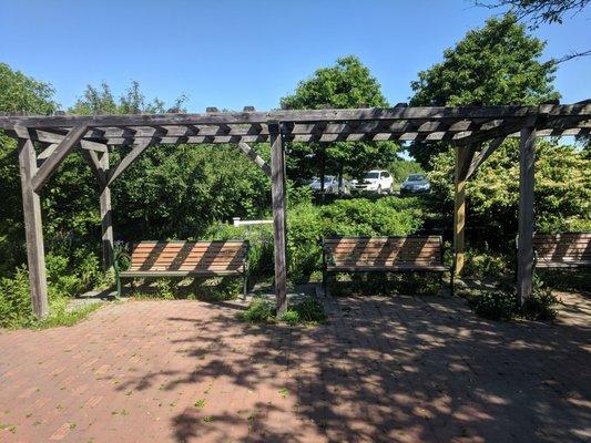 Shaded benches for parents