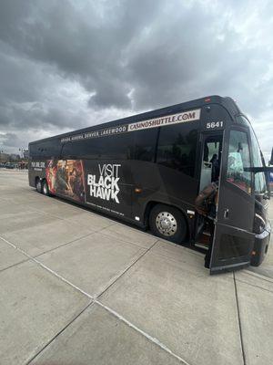 Casino Shuttle Bus at Lakewood Colorado Stop - Boarding Passengers