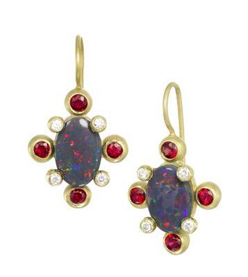 Australian Black Opal Earrings