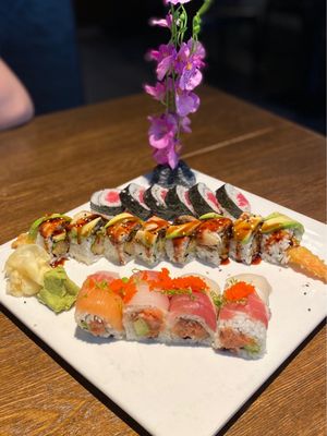 Front: Fireman Roll Middle: Dragon Roll Back: Tuna Roll