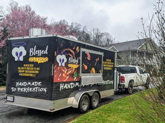 Their truck getting ready to set up