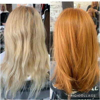 At home Box dye color correction and haircut by Jamie cripe