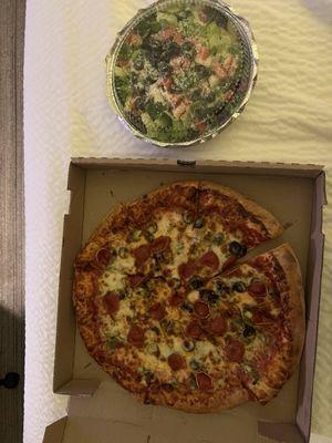 Pizza and salad