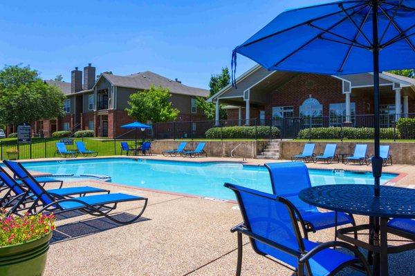 Poolside at Summer Brook apartments in Longview, Texas.