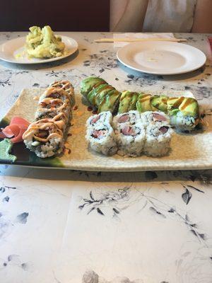 Spicy Tuna Roll, Avocado Deluxe Roll, California Triple Roll