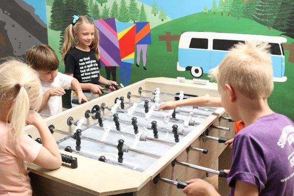 Come enjoy foosball on our second-story mezzanine!