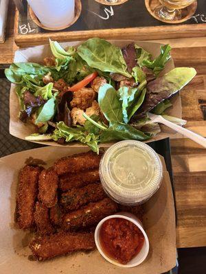 cheese sticks and salad