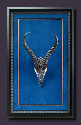 Maria D'Souza custom frame for her skull art