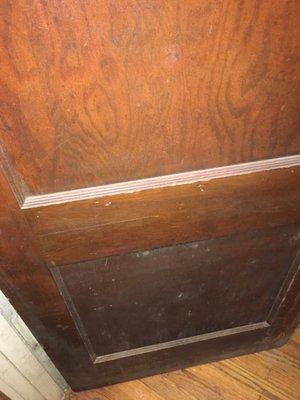 More mold on clothes closet doors as well as inside the closet.