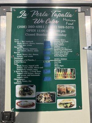 Full Menu with enough choices for any appetite