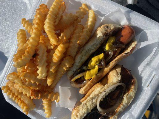 Pan-Fried Hot Dogs & Fries