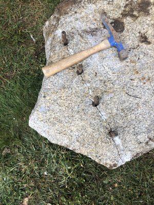 Hand splitting Granite (Feathers and Wedges)