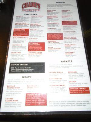 Front of the menu.