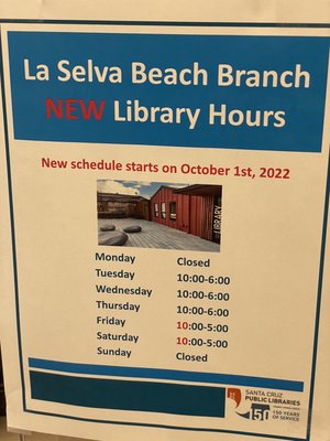 New hours starting 10/1/22