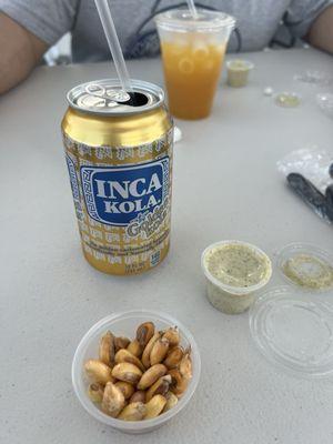 Inca Kola toasted hominy