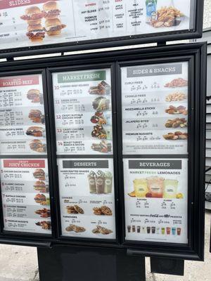 Drive thru menu