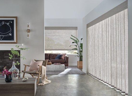 Martin Interiors Design offers Hunter Douglas Exclusive Window Treatments:
Provenance Woven Wooden Shades with Automation