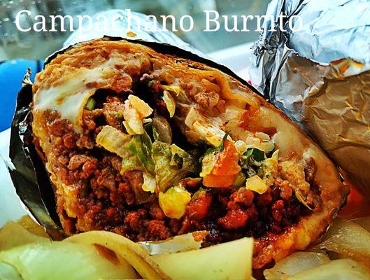 Marvelous Delicious Campachano Burrito mixed Steak n Chorizo