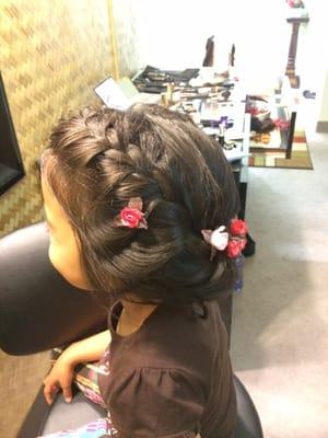 Cute simple braided up do for this little princess. By Zedel. IG : zedel_