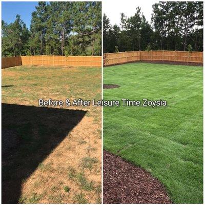 Lawn make over we completed in July 2019. We installed 205 ft of drainage and approx 7000sq of Leisure Time Zoysia