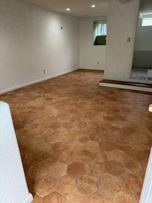 Hex + Red Clay Santa Barbara Tile (After Install/Stain)