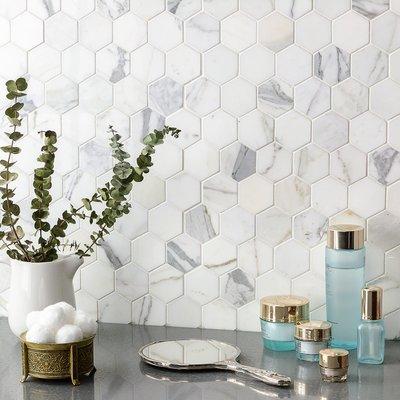 Our Calacatta marble 2" hexagon #mosaic will provide endless design possibilities, from #contemporary to #classic.