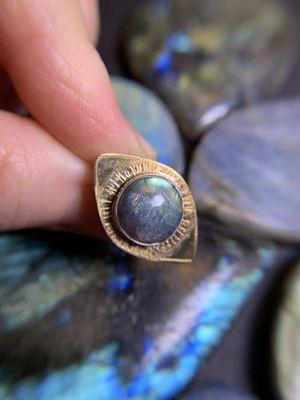 Labradorite brass and silver ring - handmade - from the Illusion Series