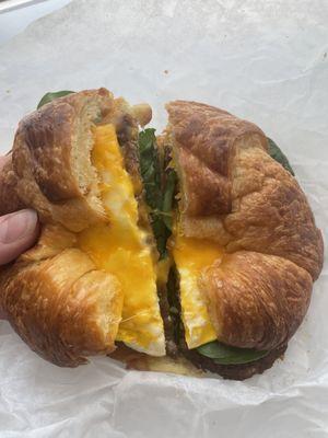 Croissant breakfast sandwich