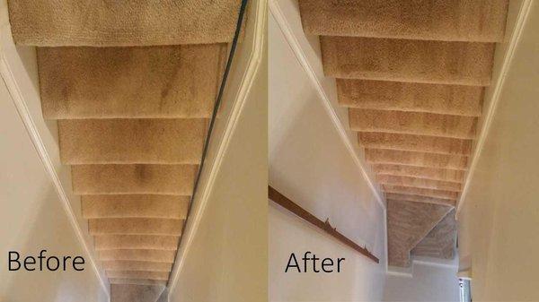 Stains start to wear into the carpet overtime and the carpet on the stairs takes more of a beating than anywhere else...