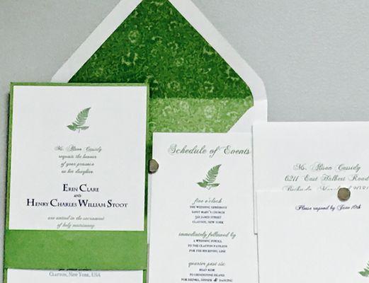 Custom letterpress Wedding invitation suite